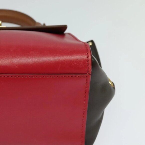 Salvatore Ferragamo Gancini Hand Bag Leather 2way Red Gold Auth 131642 - Picture 5 of 16
